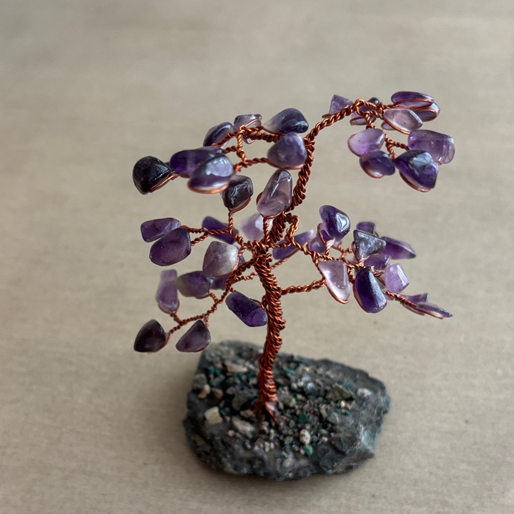 Amethyst Gemstone Copper Wire Tree Sculpture
